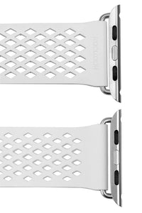 Noomoon LABB Interlocking Watch Strap for Apple Watch in WHITE with SILVER Hardw - Pewter & Black