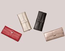 Load image into Gallery viewer, PALERMO Leather Travel Jewellery Roll - ROSE GOLD - Pewter &amp; Black