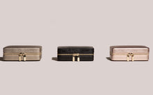 Load image into Gallery viewer, PALERMO Leather Zipped Jewellery Case - ROSE GOLD - Pewter &amp; Black