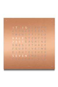 QLOCKTWO Wall Clock with COPPER Stainless Steel Faceplate - Pewter & Black