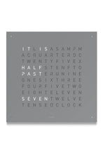 Load image into Gallery viewer, QLOCKTWO Wall Clock with GREY PEPPER Stainless Steel Faceplate - Pewter &amp; Black