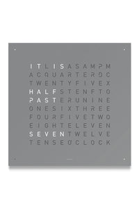 QLOCKTWO Wall Clock with GREY PEPPER Stainless Steel Faceplate - Pewter & Black