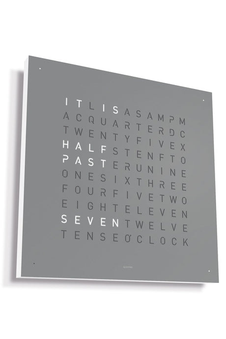 QLOCKTWO Wall Clock with GREY PEPPER Stainless Steel Faceplate - Pewter & Black