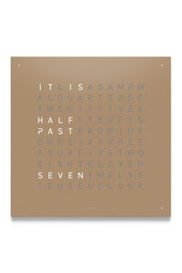 QLOCKTWO Wall Clock with HAZELNUT Stainless Steel Faceplate - Pewter & Black
