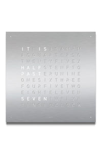 QLOCKTWO Wall Clock with STAINLESS STEEL Faceplate - Pewter & Black