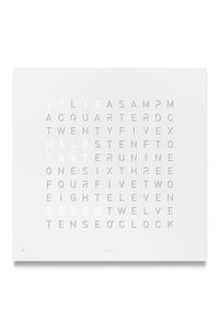 QLOCKTWO Wall Clock with WHITE PEPPER Stainless Steel Faceplate - Pewter & Black