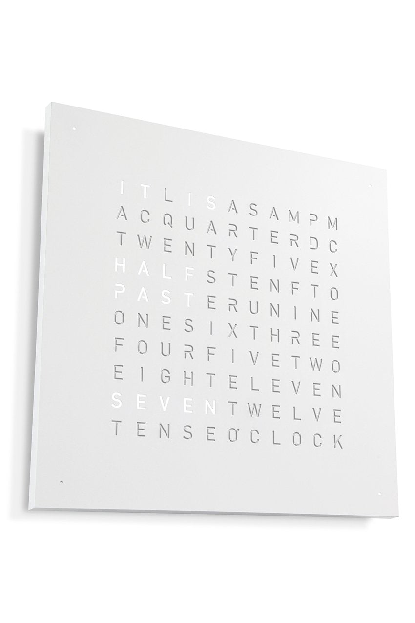 QLOCKTWO Wall Clock with WHITE PEPPER Stainless Steel Faceplate - Pewter & Black