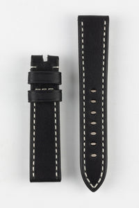 Rios1931 OXFORD Flat-Padded Vintage Leather Watch Strap in BLACK