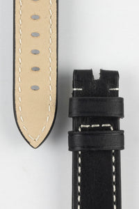 Rios1931 OXFORD Flat-Padded Vintage Leather Watch Strap in BLACK