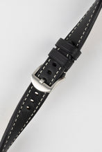 Load image into Gallery viewer, Rios1931 OXFORD Flat-Padded Vintage Leather Watch Strap in BLACK