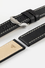 Load image into Gallery viewer, Rios1931 OXFORD Flat-Padded Vintage Leather Watch Strap BLACK &amp; ARD buckle 24 mm