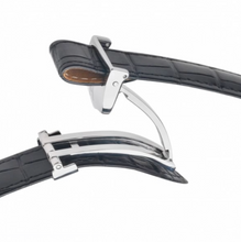 Load image into Gallery viewer, Hirsch SAVOIR Alligator Flank Double Fold Watch Strap MATT BLACK 12 MM