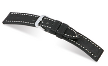 Load image into Gallery viewer, Rios1931 OXFORD Flat-Padded Vintage Leather Watch Strap in BLACK