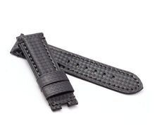 Load image into Gallery viewer, Firenze Deployment : Carbon Embossed Calf Leather Watch Strap BLACK  for Panerai