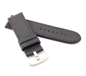 Marino NYTECH : Fabric & Leather Watch Strap BLACK 24mm, 26mm