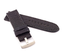 Load image into Gallery viewer, Marino Parallel : Canvas &amp; Leather Watch Strap BLACK 24mm, 26mm