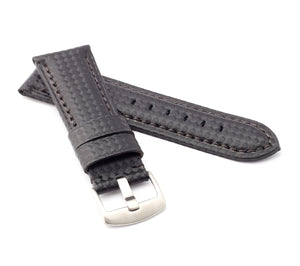 Firenze : Carbon Embossed Calf Leather Watch Strap BLACK for Panerai