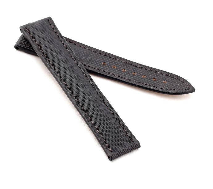 Marino Deployment : Nylon & Leather Watch Strap BLACK 20mm 22mm