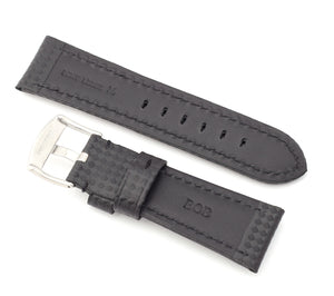Firenze : Carbon Embossed Calf Leather Watch Strap BLACK for Panerai