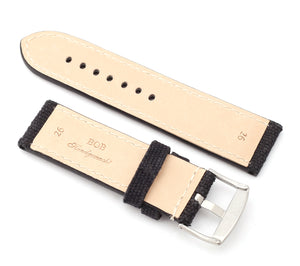 Marino Parallel : Canvas & Leather Watch Strap GREEN 24mm, 26mm