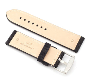 Marino Parallel : Canvas & Leather Watch Strap - GREEN