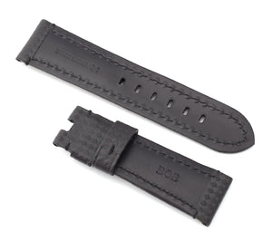 Firenze Deployment : Carbon Embossed Calf Leather Watch Strap BLACK  for Panerai