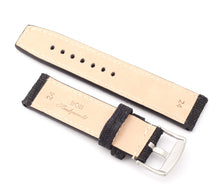 Load image into Gallery viewer, Marino Parallel : Canvas &amp; Leather Watch Strap BLACK 24mm, 26mm