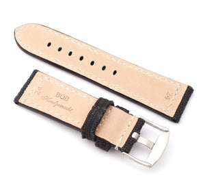 Marino Parallel : Canvas & Leather Watch Strap BLUE 24mm, 26mm