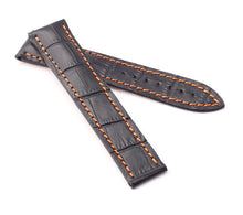 Load image into Gallery viewer, Marino Deployment : Alligator-Embossed Leather Watch Strap BLACK / ORANGE 20 22