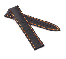 Load image into Gallery viewer, Marino Deployment : Nylon &amp; Leather Watch Strap BLACK / ORANGE 20mm 22mm