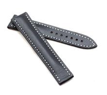 Load image into Gallery viewer, Marino Deployment : Saddle Leather Watch Strap BLACK / WHITE 20mm 22mm