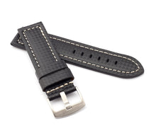 Load image into Gallery viewer, Firenze Parallel: Carbon Embossed Calf Leather Watch Strap BLACK / WHITE for Pan
