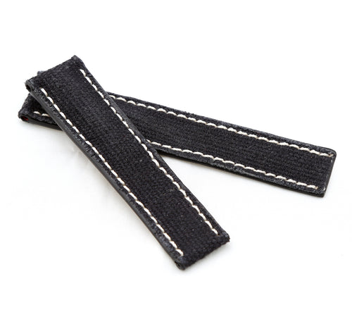 Marino Deployment : Canvas & Leather Breitling Watch Strap BLACK