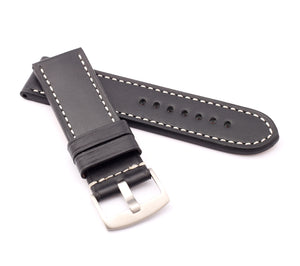 Marino Parallel : Luxury Calf Saddle Leather Watch Strap BLACK