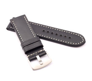 Marino Parallel : Luxury Calf Saddle Leather Watch Strap BLACK 22, 24, 26