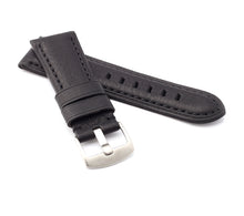 Load image into Gallery viewer, Firenze : Vintage Calf Leather Watch Strap BLACK for Panerai - Pewter &amp; Black