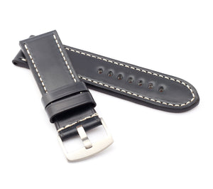 Marino Parallel : SHELL CORDOVAN Leather Watch Strap BLACK 22, 24 & 26mm