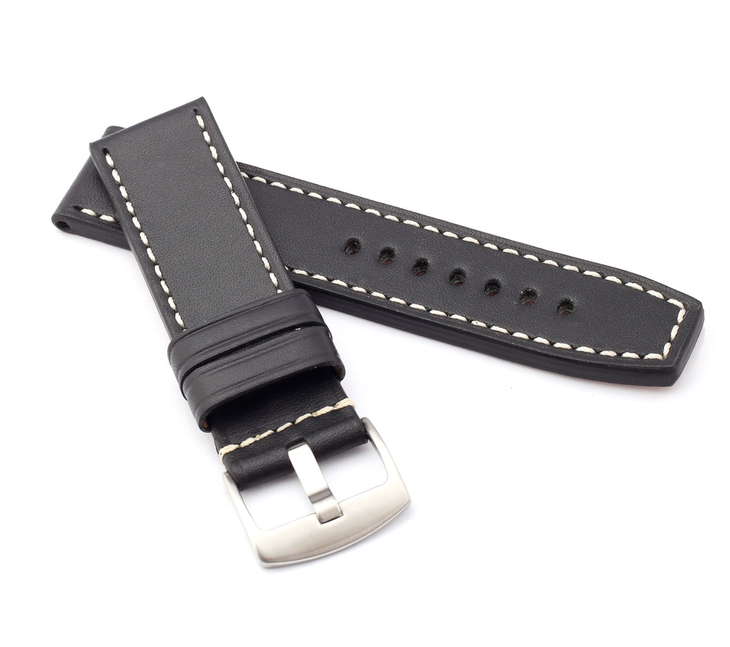 Marino Parallel : Luxury Calf Saddle Leather Watch Strap BLACK