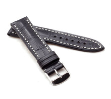 Load image into Gallery viewer, Marino : German made,  Alligator-Embossed Padded Leather Watch Strap BLACK