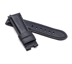 Firenze Deployment : Vintage Calf Leather Watch Strap BLACK for Panerai 22 24 26