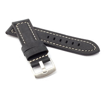 Load image into Gallery viewer, Vertigo Parallel : Buffalo Suede Watch Strap and buckle - BLACK BROWN 22 mm - Pewter &amp; Black