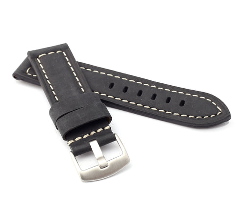 Vertigo Parallel : Buffalo Suede Watch Strap and buckle - BLACK BROWN 22 mm - Pewter & Black