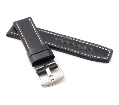 Marino Parallel : SHELL CORDOVAN Leather Watch Strap BLACK 22, 24 & 26mm