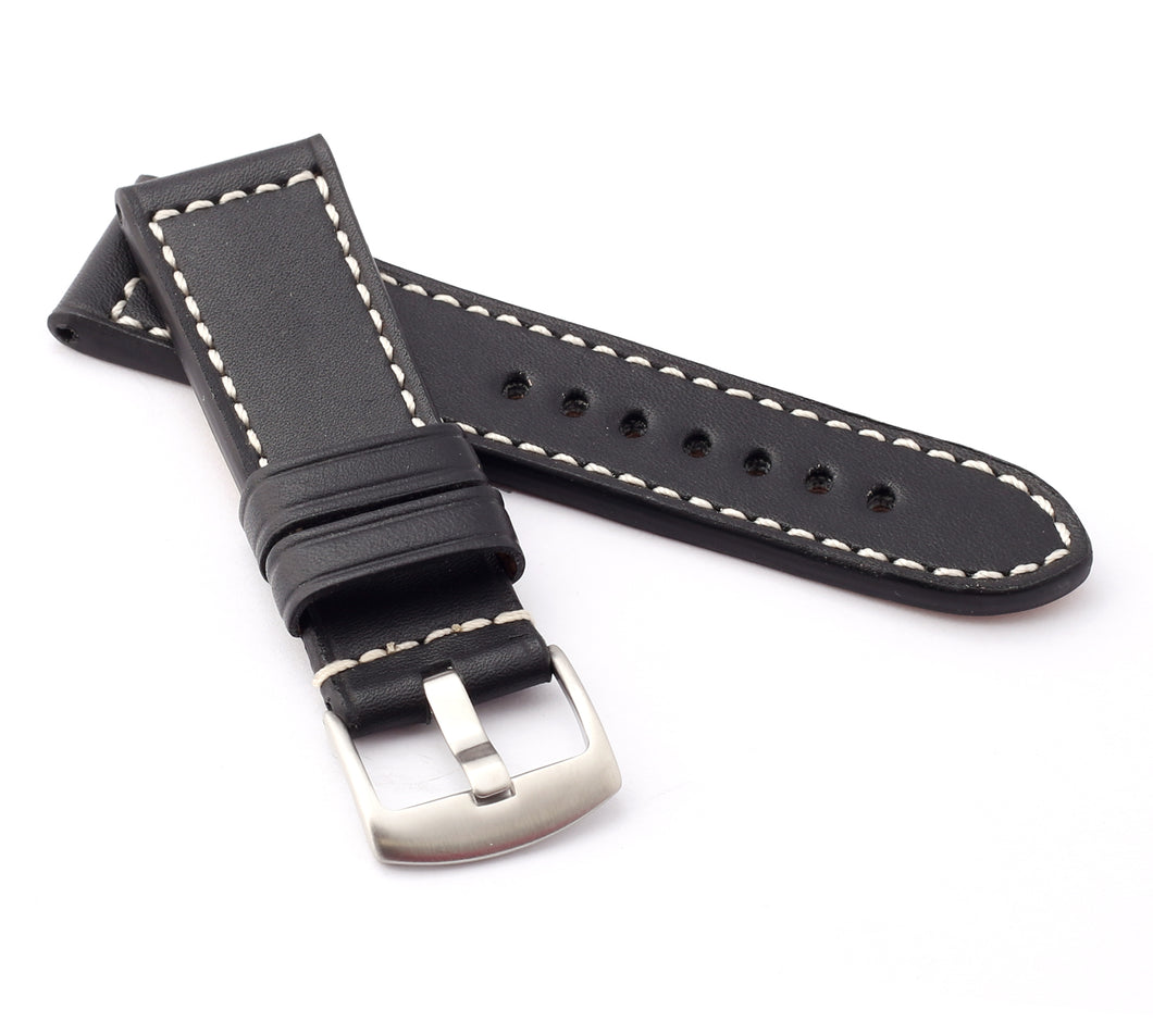 Marino : Premium Calf Saddle Leather Watch Strap BLACK 24mm