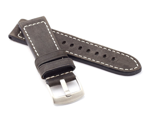 Marino: VINTAGE CALF Saddle Leather Watch Strap BLACK 24mm, 26mm
