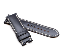 Load image into Gallery viewer, Marino Deployment: SHELL CORDOVAN Leather Watch Strap BLACK 24mm