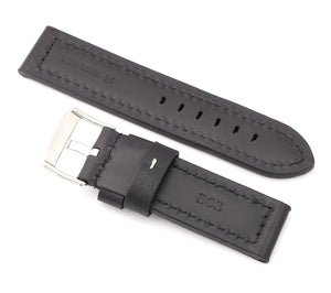 Classic Parallel : padded Calf Leather Watch Strap BROWN 24 mm