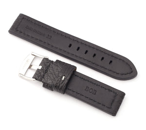 Firenze Parallel : Shark Leather Watch Strap BLACK  24 mm