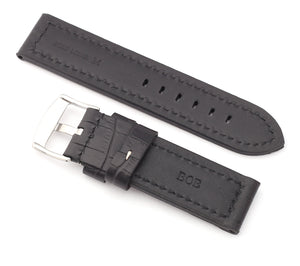 Firenze : Alligator-Embossed Leather Watch Strap BLACK 24 MM