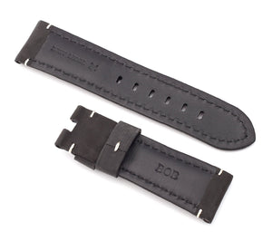 Vertigo Deployment  : Buffalo Suede leather Watch Strap for clasp  BLACK 24 mm